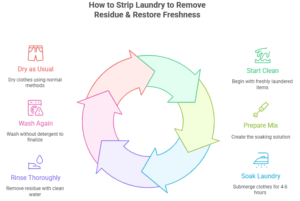 How to strip laundry to remove residue & restore freshness. Find tips from Bubbles Laundry.